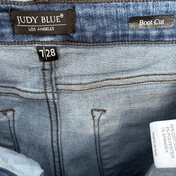 Judy Blue Boot Cut High Rise Distressed Blue Jeans, Women’s Size 7/28 - Picture 3 of 10